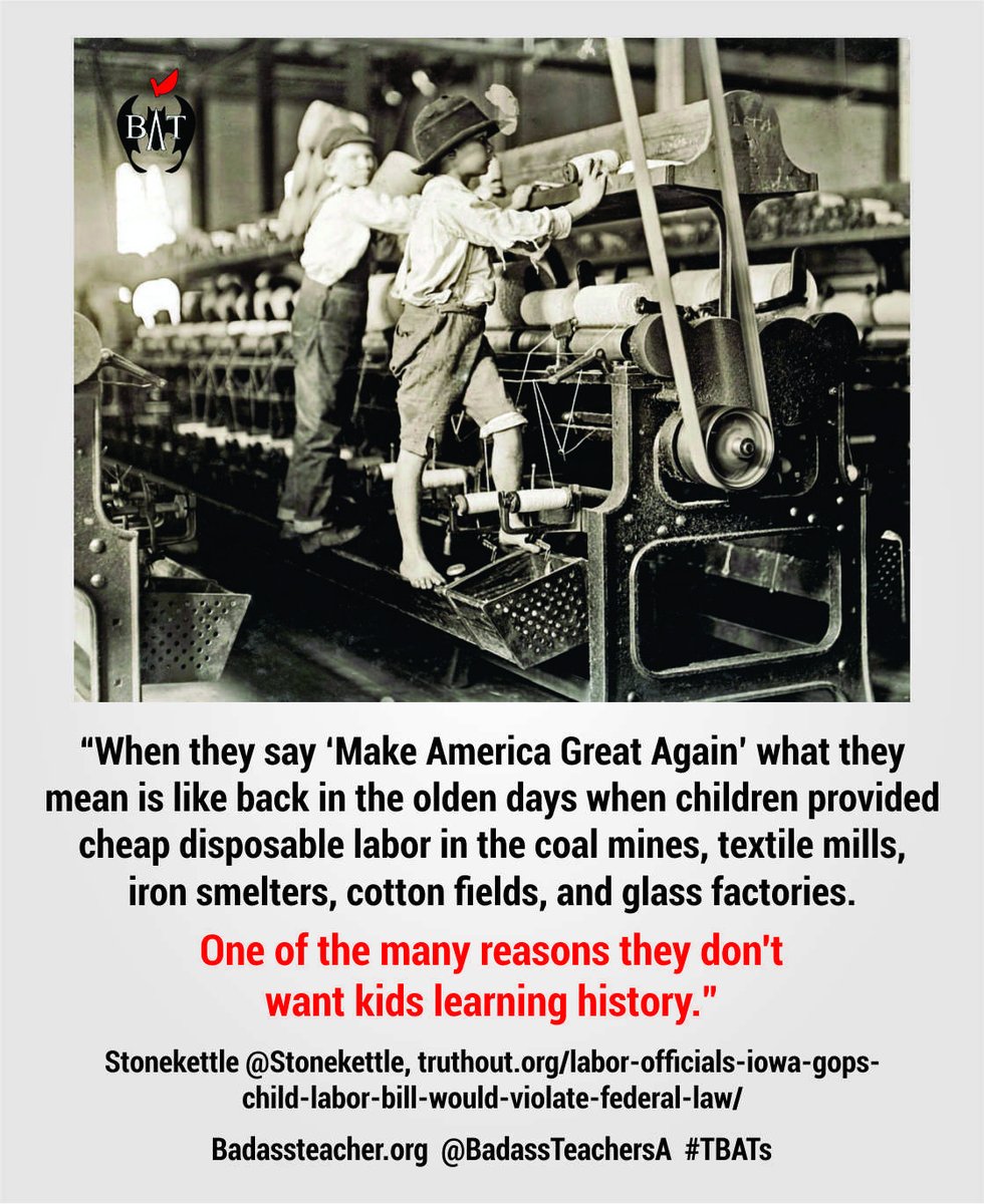 ColoradoBATsA (@coloradobatsa) on Twitter photo History Repeats! Red state lawmakers are making it legal for children to work longer & harder & in dangerous places! #TBATs truthout.org/articles/labor… #ChildLabor <a href="/NewMexicoBATs/">NewMexicoBATs</a> <a href="/AZBatsA/">Arizona Bats</a> <a href="/OregonBATs/">OregonBATs</a> <a href="/WaBATs_/">Wa Badass Teachers A</a> <a href="/CaliBats/">Cali Bats</a> <a href="/NVBats/">NVBATs</a> <a href="/UtahBATs/">UtahBATs</a> <a href="/AlaskaBATs/">AlaskaBATs</a> <a href="/hawaiibats/">@HawaiiBATs</a> This is Child Abuse! History Repeats! Red state lawmakers are making it legal for children to work longer & harder & in dangerous places! #TBATs truthout.org/articles/labor… #ChildLabor <a href="/NewMexicoBATs/">NewMexicoBATs</a> <a href="/AZBatsA/">Arizona Bats</a> <a href="/OregonBATs/">OregonBATs</a> <a href="/WaBATs_/">Wa Badass Teachers A</a> <a href="/CaliBats/">Cali Bats</a> <a href="/NVBats/">NVBATs</a> <a href="/UtahBATs/">UtahBATs</a> <a href="/AlaskaBATs/">AlaskaBATs</a> <a href="/hawaiibats/">@HawaiiBATs</a> This is Child Abuse!