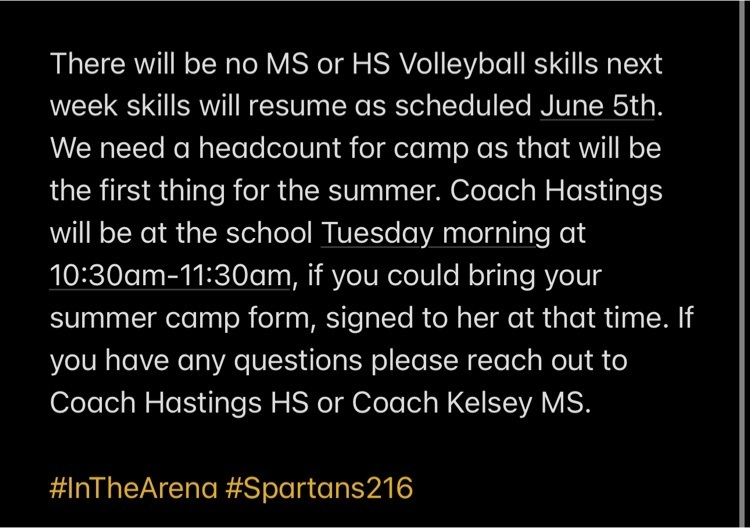 Volleyball players please read the information below ⬇️

#InTheArena #Spartans216
