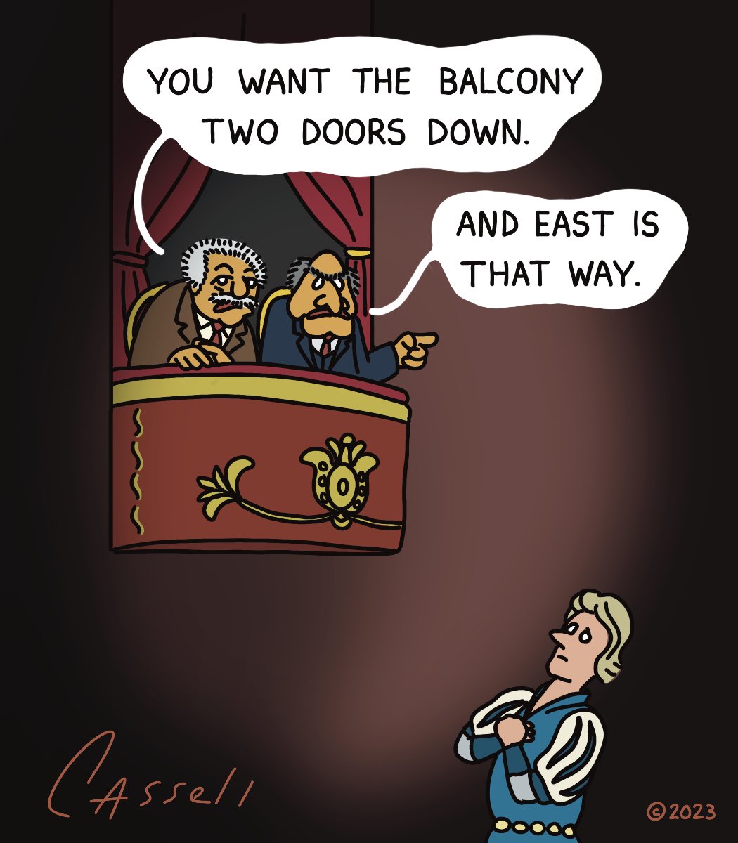 Best hecklers in the business. Follow for more and visit cassellcomics.com  #comics #comic #comicstrip #comicstrips #webcomic #webcomics #instacomics #comicsofinstragram #cassellcoimcs #muppets #waldorf #statler #romeo #juliet #romeoandjuliet #balcony