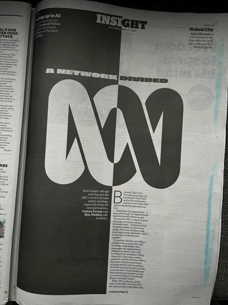 Osman Faruqi and I spoke to 20+ First Nations and non-white current and former staff of the ABC for this story. Racism is a problem media-wide, but many feel Aunty needs a cultural shift. How the ABC’s ‘betrayal’ of Stan Grant exposed its racism problem theage.com.au/culture/tv-and…