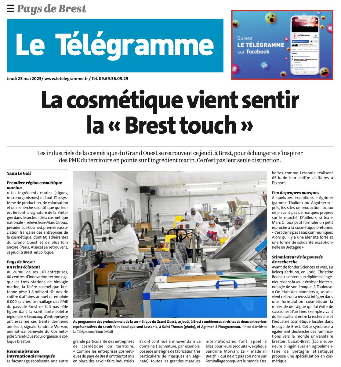 Rencontre entre les grands industriels de la cosmétique &amp; les PME de la pointe bretonne, expertes dans le secteur de l'ingrédient marin 🌊. 
🗞️  Clin d'oeil à l'<a href="/ESIABatlantique/">ESIAB</a>. 
<a href="/UBO_UnivBrest/">UBO - Univ. Brest</a> 
#cosmétique, #ingénieur, #microbiologie, #qualité, #recherche #biotechnologie.