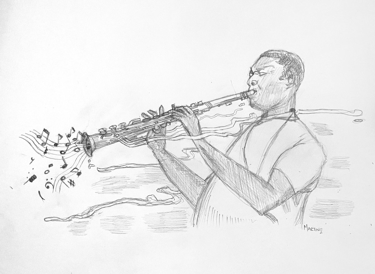 Pencil drawing of jazz great, John Coltrane with a souped up clarinet. #artbynuwaver74 #johncoltrane #jazz #clarinet #pencildrawing #musician #makearteveryday #artoftheday #originalart #jazzlegend #supportlocalartists #miamiartist #illustration #ArtistOnTwitter