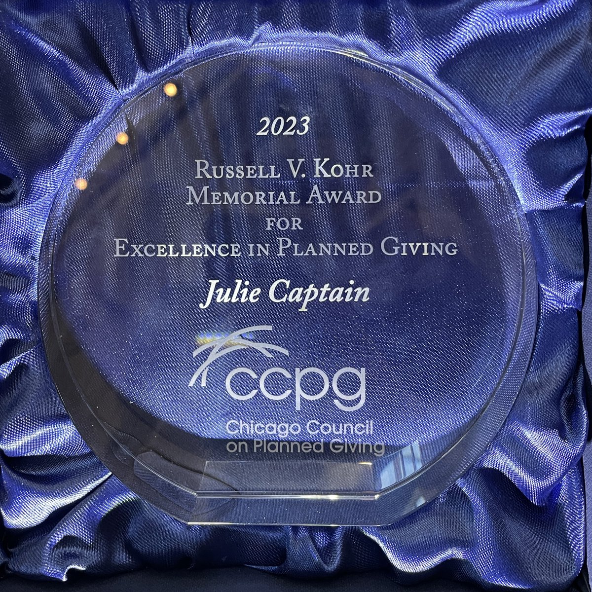 What a surreal, capstone moment of my career yesterday to receive the @ccplannedgiving  2023 Russell V. Kohr Award for Excellence in Planned Giving.  Truly an honor! ❤️🙌❤️
#plannedgiving #giftplanning #philanthropy #legacy #legacygiving