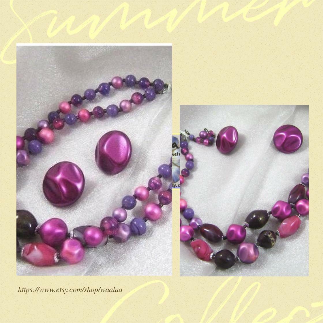 Vintage Necklace. Large Clip Earrings. Vintage Earrings, Vintage Necklace. Purple Bead Necklace Bead Earrings. waalaa. Necklaces for Women. #VintageNecklace #ClipOnEarrings 
$42.99
➤ etsy.com/listing/617523…