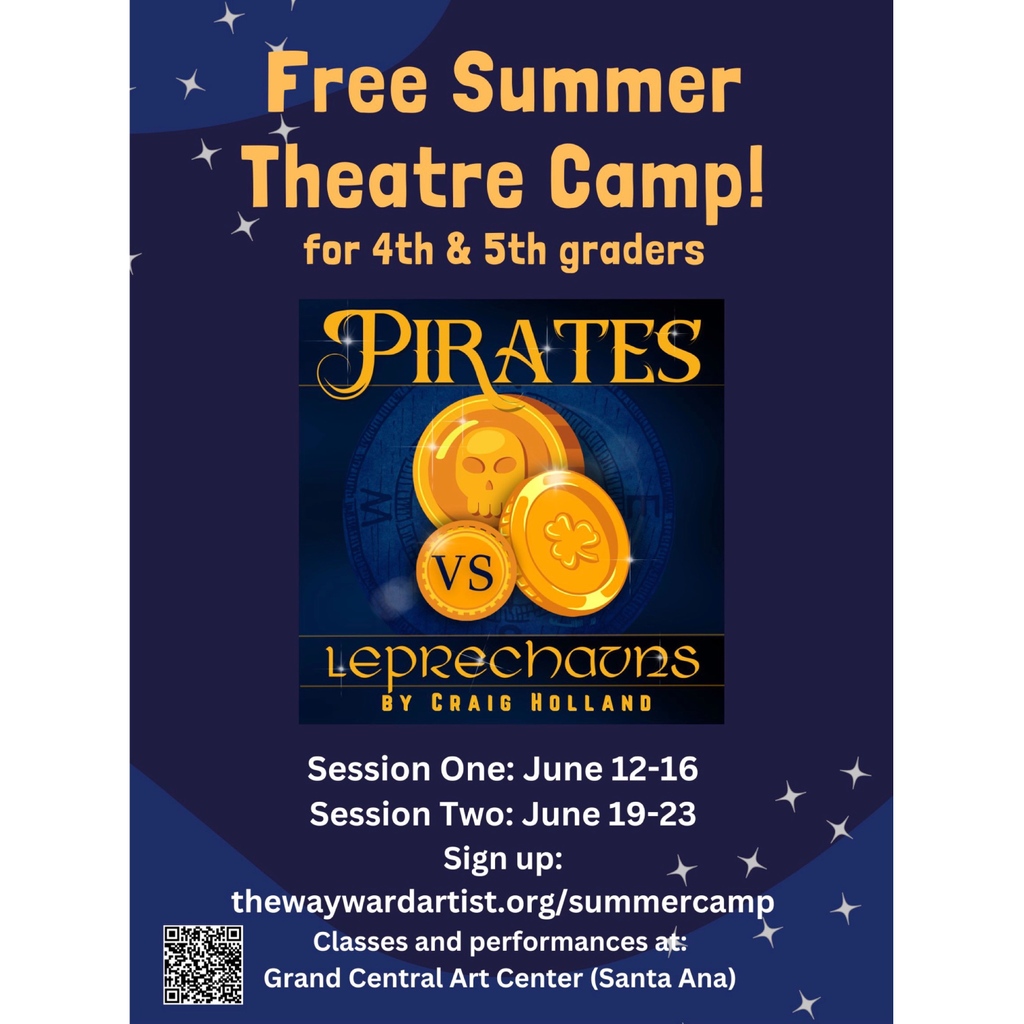 Still looking for something to do over the summer? 👀

Here's a FREE Summer Theatre Camp experience for our 4th and 5th graders and it's being held at the Grand Central Art Center 🎭️

Sign up using QR code ☑️

#sausd #sausdarts #theatrecamp #summercamp #theatre