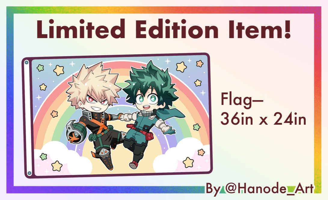 BkDkBkPrideZine's tweet photo. 🏳️‍🌈PREORDER OPEN IN 1 WEEK 🏳️‍🌈

We are excited to finally be able to reveal our LIMITED EDITION FLAG created by @hanode_art (@hanodefanart ) !! 

This flag is 36in x 24in (91cm x 61cm) and perfect for displaying our Wonder Duo high in the sky for every Pride season! https://t.co/fA1bjPqNpf