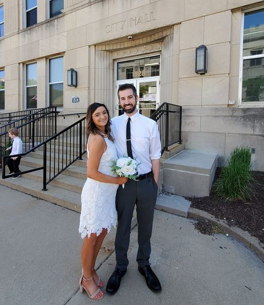 Congrats to Jenna &amp; Adam Dugan, who were married this morning at the Rock Island County Courthouse! After the ceremony, the Dugans walked over to City Hall for wedding photos. We are honored to be included in their special day! #justmarried #rockisland #bride #twill