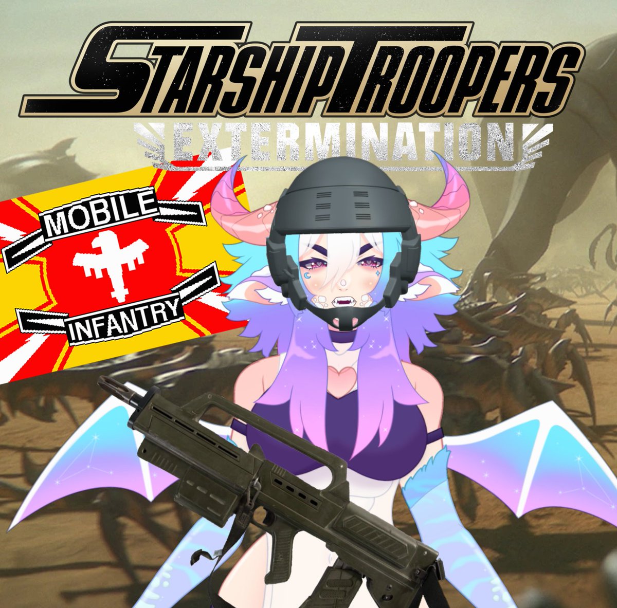 LIVE🔴
Blasting bugs with <a href="/DirgeVt/">DirgeVT 🦇🌘 | Your local werebat</a> <a href="/kenpachi_elric/">Kenpachi Elric🦂🐉☠️</a> and @FermiRoads !! 
The only good bug is a dead bug! 🕷️🔫😡
Link to stream in the comments~ 
#Vtuber #ENVtuber #StarshipTroopers