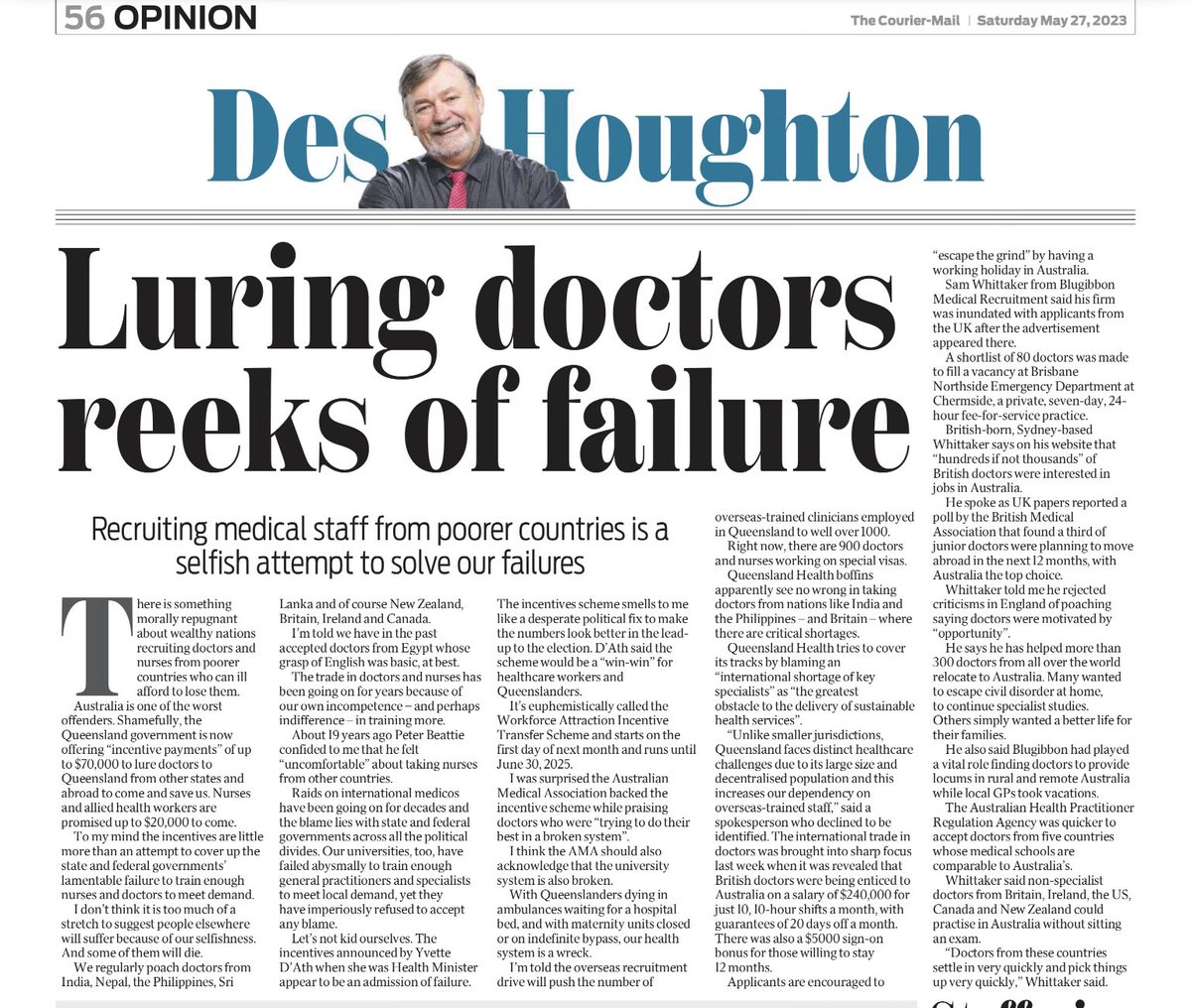 Is it right for Australia to poach doctors from the NHS?