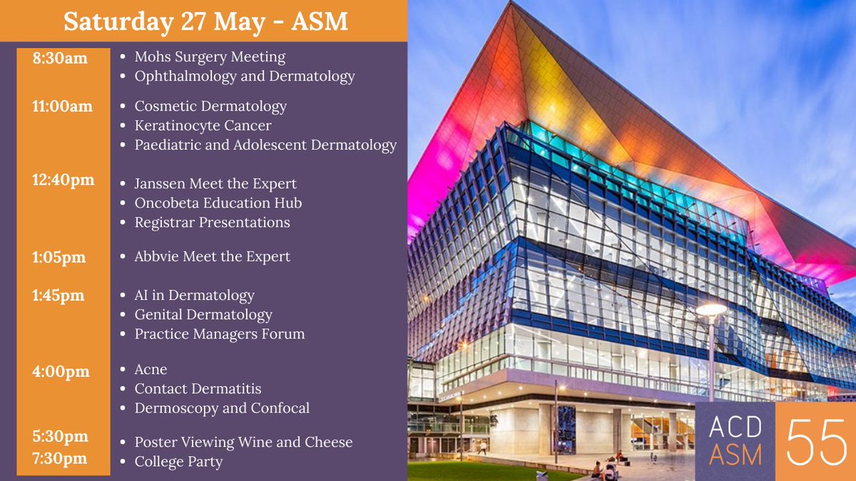 DermatologyACD's tweet photo. Today marks the first day of our ASM. We begin with Ophthalmology in Dermatology, followed by Cosmetic Dermatology, Keratinocyte Cancer and Paediatric &amp; Adolescent Dermatology. We can’t wait to see you at the @ICCSyd. Visit https://t.co/Jo5nnsSxA9 
Tag us &amp; use #ACDASM2023. https://t.co/PB7vSNI4Bu