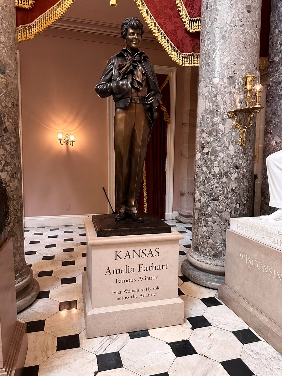 One of the newest statues in National Statuary Hall: Amelia Earhart — “Famous Aviatrix” — representing Kansas.