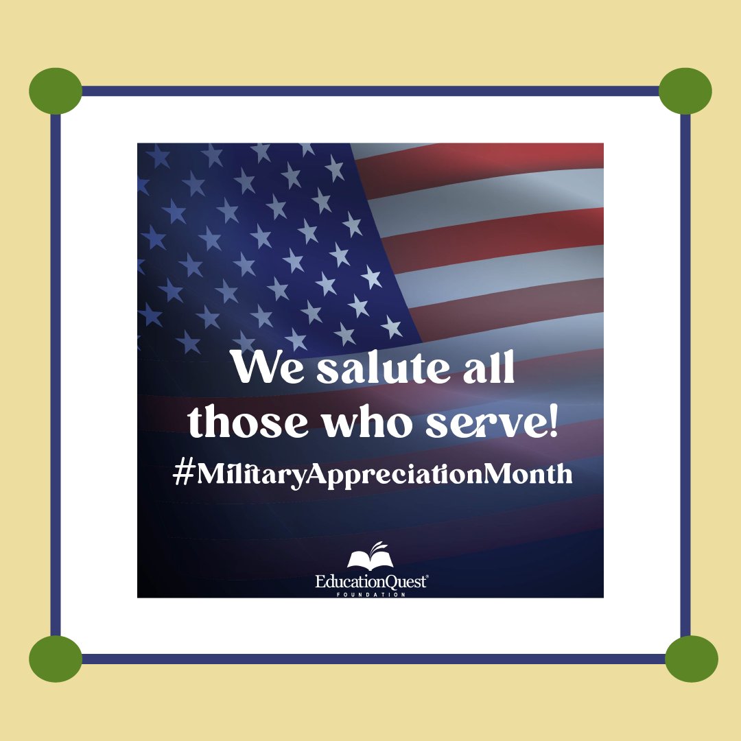 EducationQuest's tweet image. We 💜 and appreciate those who serve! 🇺🇸
#freecollegehelp #millitaryappreciationmonth