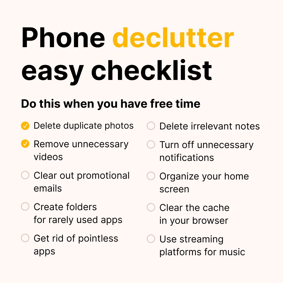 On a scale of 1 to 10, how cluttered is your phone? Drop a number in the comments below.👇 #declutter #springcleaning #efficiency #productivitytips

 ⠀