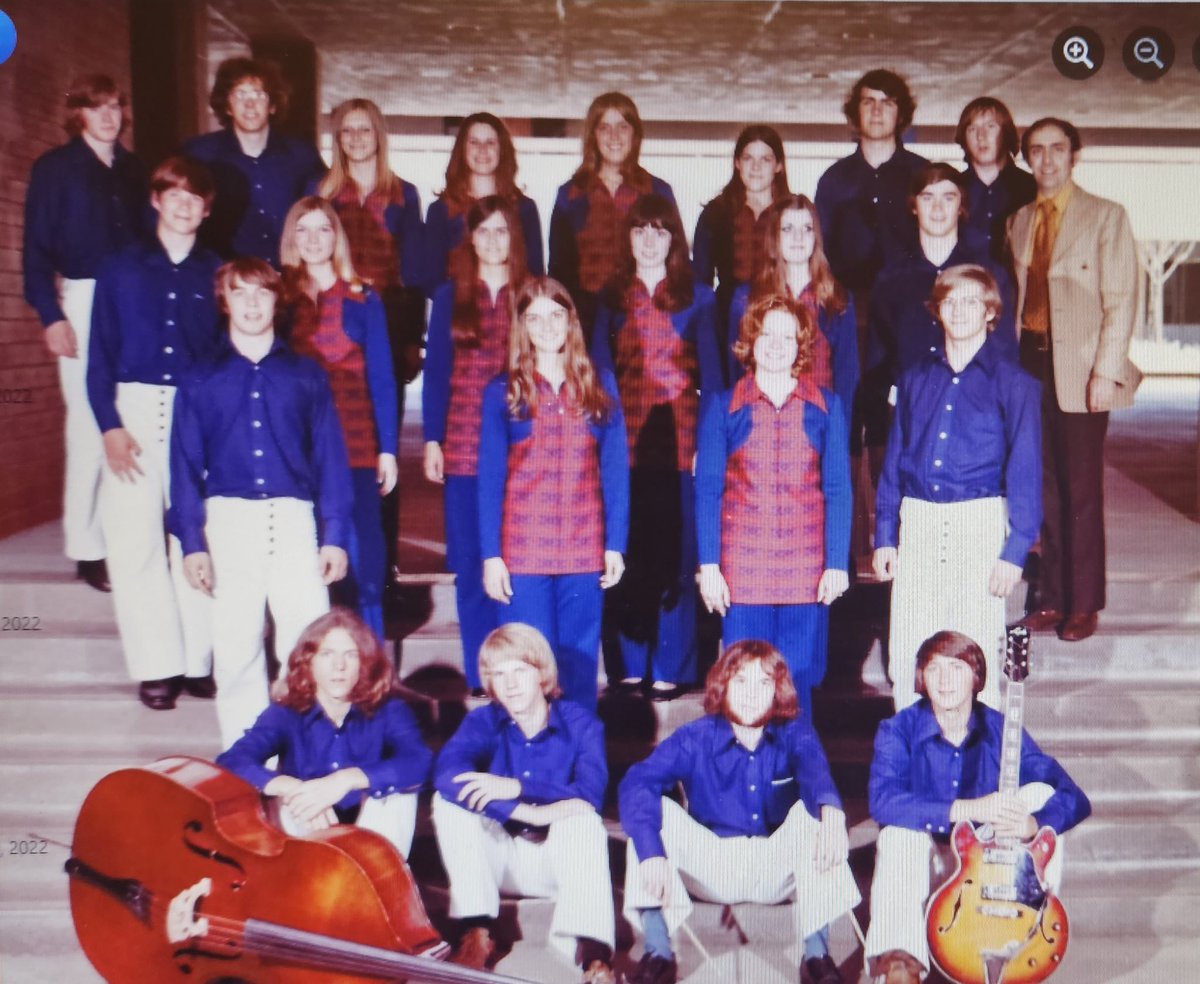 cougsgo's tweet photo. Redmond High swing choir in 1972. Blonde kid in front is George Merrill of Boy Meets Girl, pop duo in the ‘80s. Also wrote Whitney Houston song ‘I Wanna Dance With Somebody.’ Not sure what happened to the kid in middle row on far left. Probably not much. #GoCougs https://t.co/5PVhjREyl3