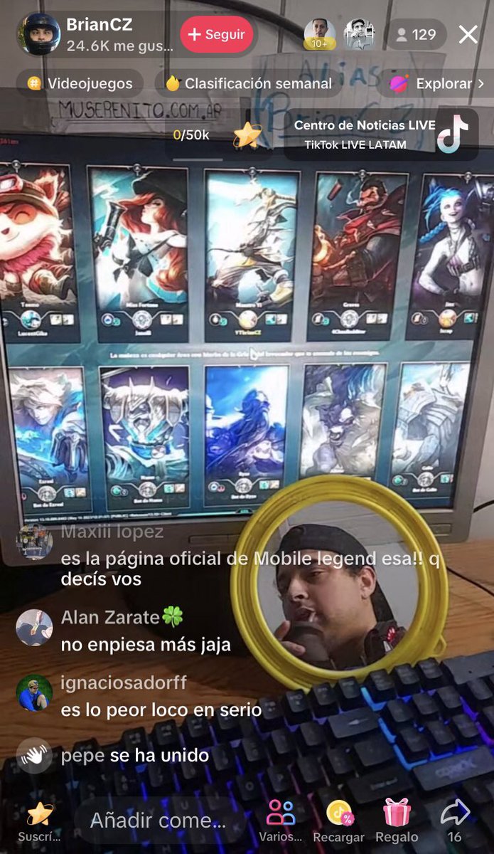 Mi mamá me dió la vida y este, que hace live jugando al lol con un espejito, las ganas de vivirla