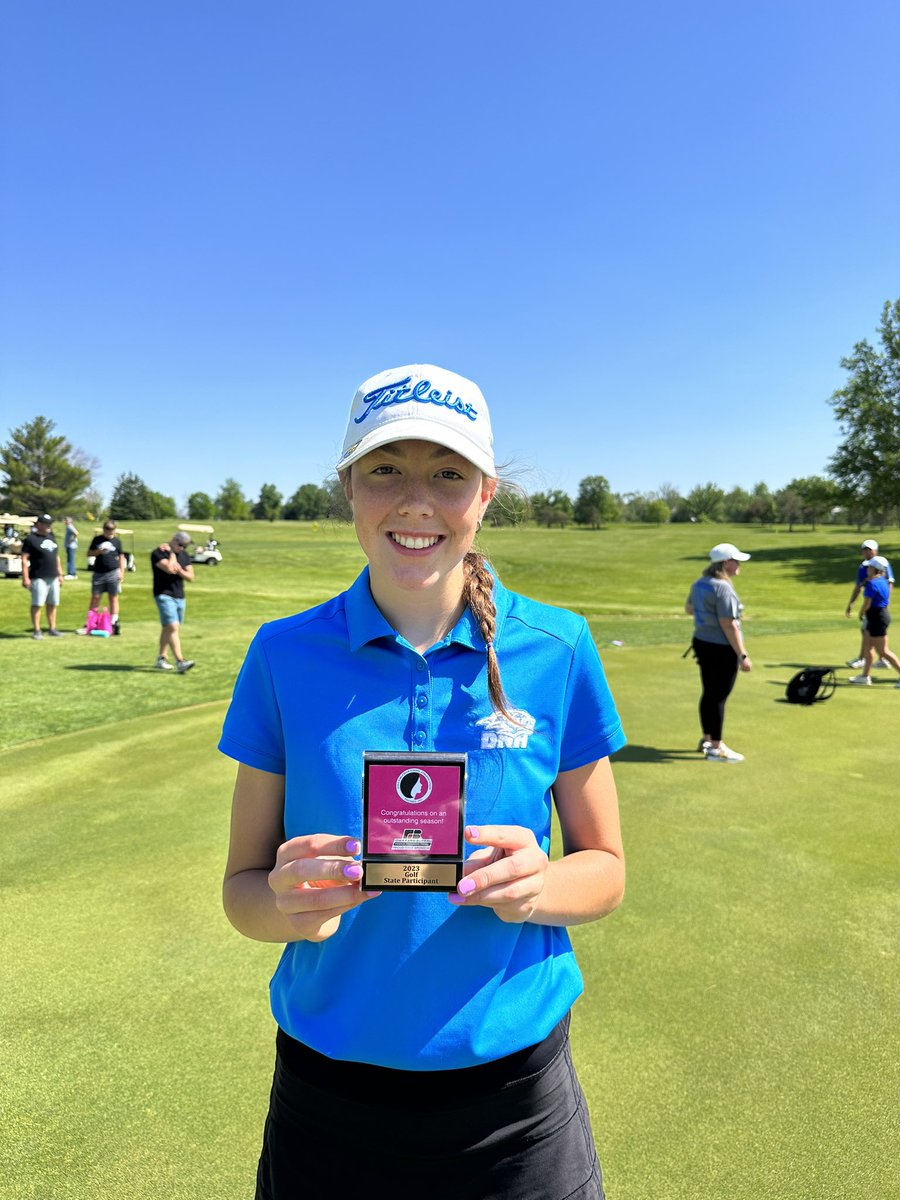 HUGE congrats to Maryn Bixby as she caps off her state run shooting (94-86=180) earning herself 17th place overall for the Class 2A Girls State Golf Meet! #proudcoach #rollblue