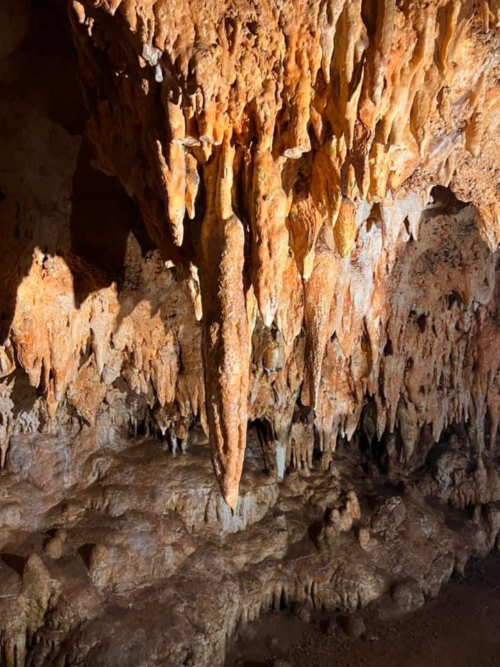 Stalagmites MIGHT hang from the ceiling, but they don’t.

  #ImNotSayingItsWeird way to remember this.