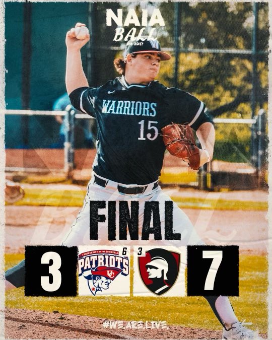 🚨BALLGAME- World Series Game 2

Westmont takes down Cumberlands (KY) 7-3

First win in World Series for Westmont 
First win for a California team since 2018 
First GSAC World Series win since 2017

Warriors advance to Monday! #NAIABall