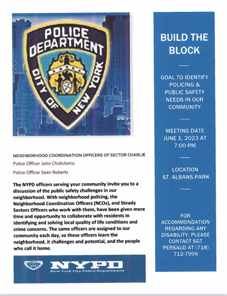 Come join our Build the block meeting 
JUNE 1, 2023
7:00pm 
St Albans Park
