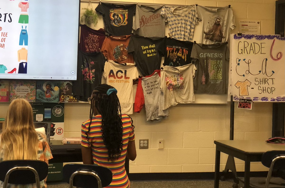 elstetson83's tweet photo. Beginning to design some t-shirts as we reflect upon themes and symbolism from all our reading this year! Thank you @bakermspto!  Ss are pumped about this. 📖👚 https://t.co/yhoQlmJoNH