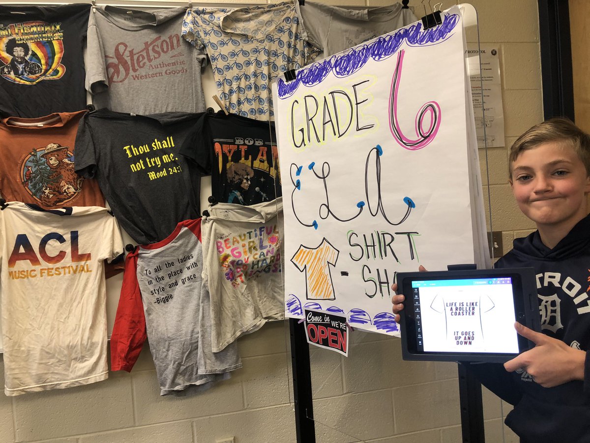 elstetson83's tweet photo. Beginning to design some t-shirts as we reflect upon themes and symbolism from all our reading this year! Thank you @bakermspto!  Ss are pumped about this. 📖👚 https://t.co/yhoQlmJoNH