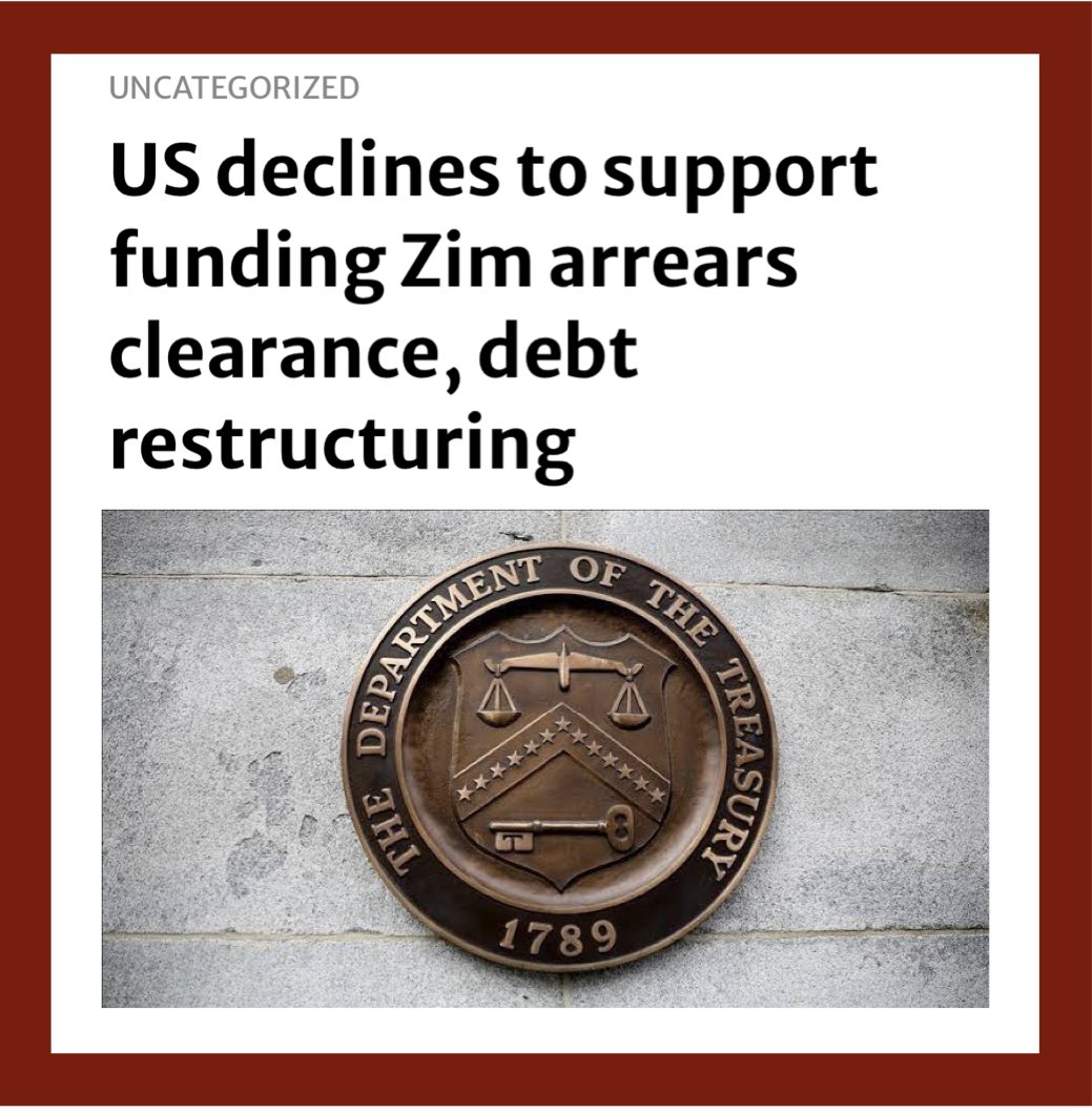 matinyarare's tweet image. US WON&apos;T SUPPORT RESTRUCTURING OF ZIM DEBT BY AfDB

Despite the Zimbabwean government&apos;s so-called &quot;reengagement with the West&quot; over the past six years, the US government (which our government claims to be reengaging) will not support the call for the #AfricanDevelopmentBank to…
