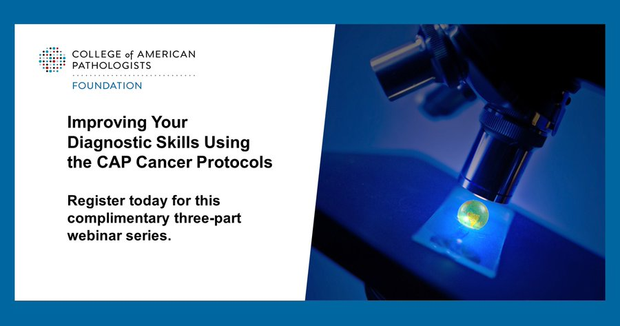 KMirza's tweet photo. Calling Global Pathologists: this webinar series will provide an understanding of the CAP cancer protocols, including development, application, and case studies on integration. 

Click here to register for this free webinar:
https://t.co/8BUh1eQGfg

cc: @MayaAtCAPFdn @eva_wojcik @CAPFndn