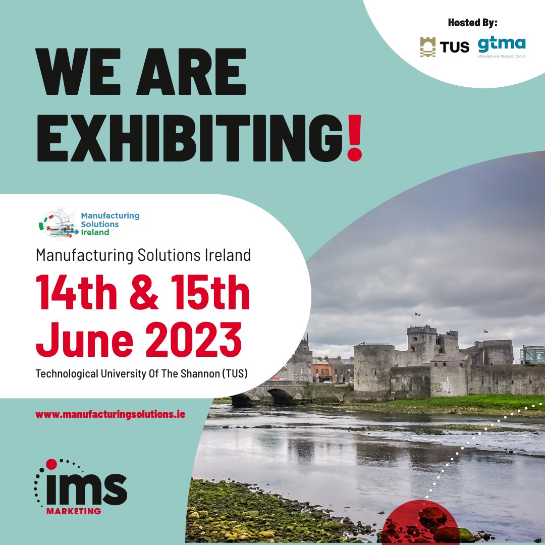Are you going to Manufacturing Solutions 2023 on 14th -15th June?  IMS Marketing will be there.  Visit us at Stand H18.  Drop by our stand or pre-book a meeting with us over the course of the event.    

Contact us: info@imsmarketing.ie  

#manufacturingsolutions2023