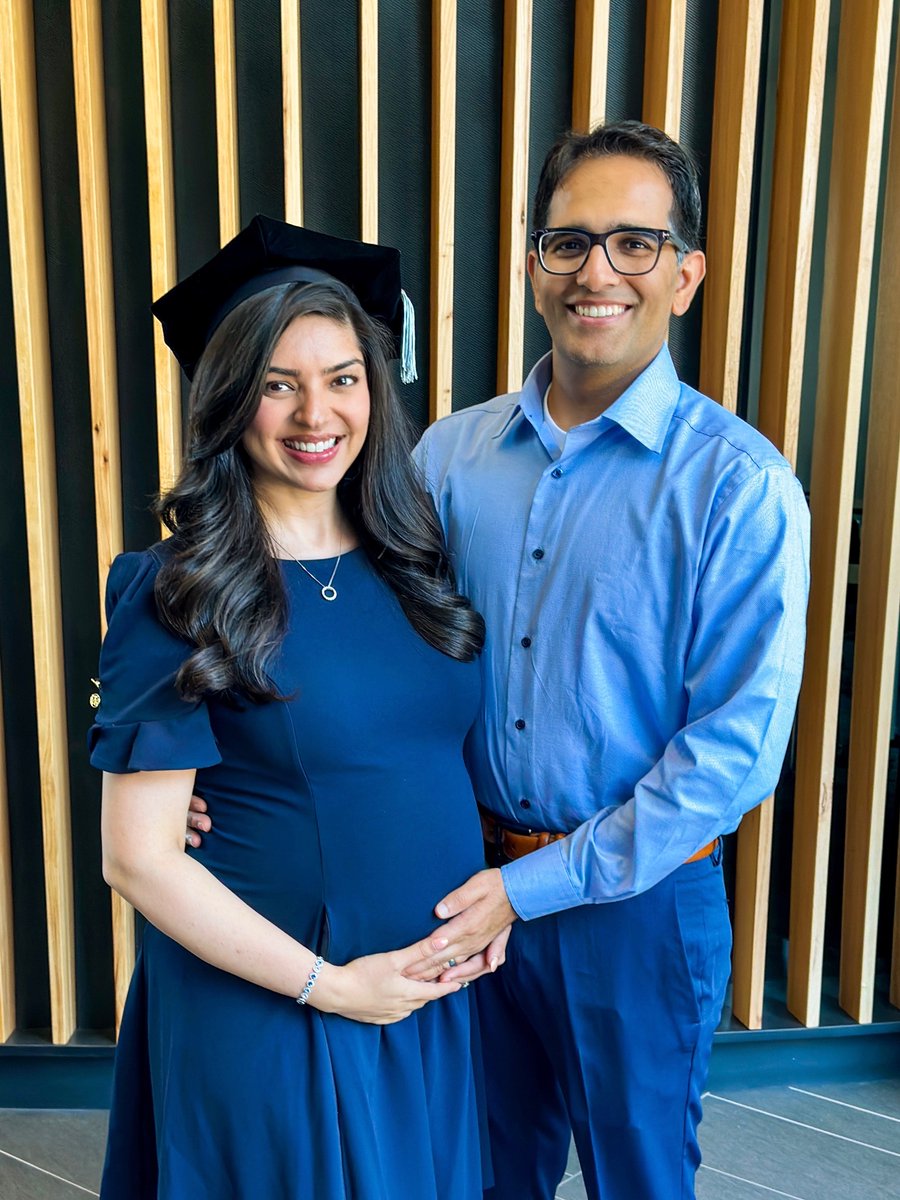 SHasani410's tweet photo. Got promoted to Dr. Hasani yesterday 🎓🎉 From one Ph.D. to another (Parenthood), we are excited for the next chapter! 🧿 #DrsMadhwani #GaoLabGrad https://t.co/wMKKmoRfYM