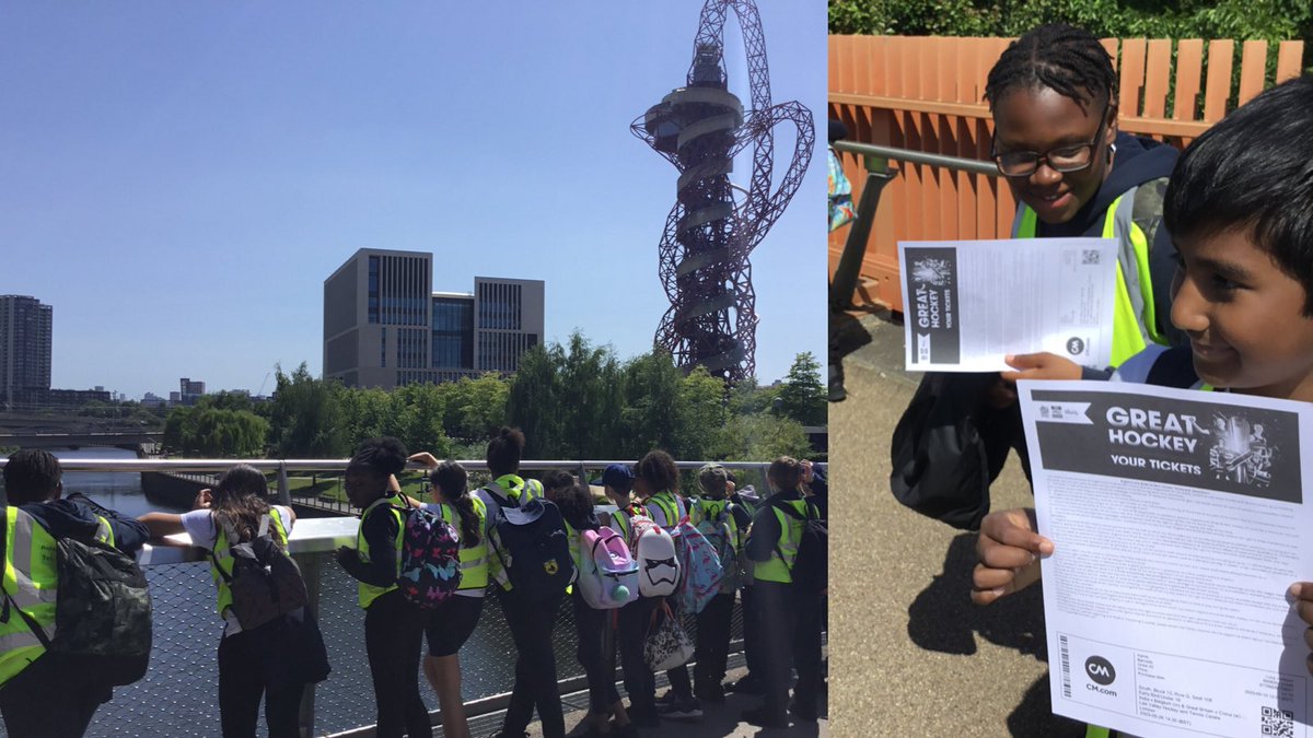 RFitzroyAcademy's tweet photo. What a day it’s been! #Year5 and #year6 hockey team had the opportunity to attend a pro-league international hockey session in the Olympic Park, practise their skills between the matches and even meet professional players and get their autographs. #beyondcurriculum #peatRFA https://t.co/WqKWAHsTJA