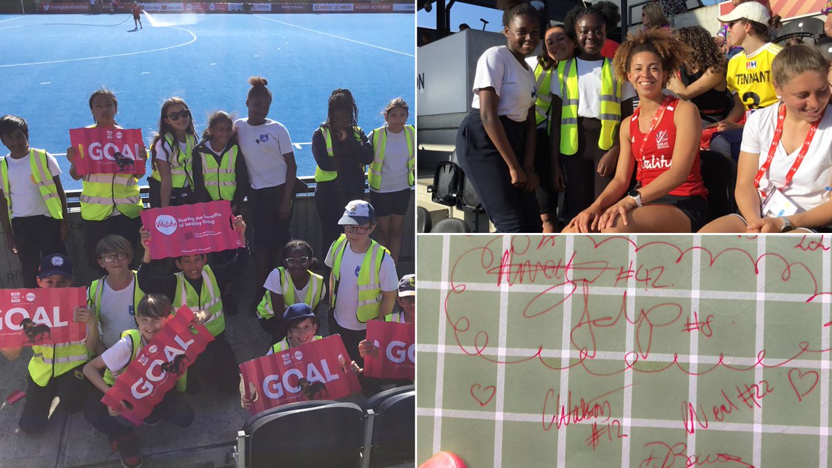 RFitzroyAcademy's tweet photo. What a day it’s been! #Year5 and #year6 hockey team had the opportunity to attend a pro-league international hockey session in the Olympic Park, practise their skills between the matches and even meet professional players and get their autographs. #beyondcurriculum #peatRFA https://t.co/WqKWAHsTJA