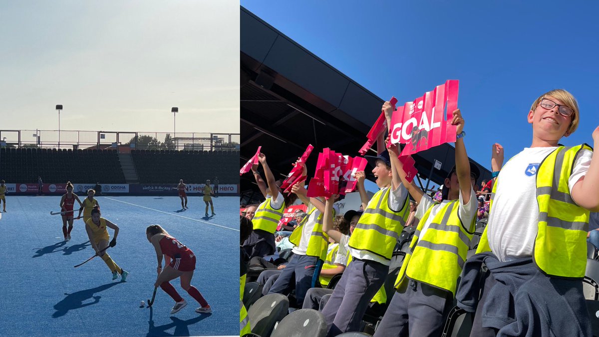 RFitzroyAcademy's tweet photo. What a day it’s been! #Year5 and #year6 hockey team had the opportunity to attend a pro-league international hockey session in the Olympic Park, practise their skills between the matches and even meet professional players and get their autographs. #beyondcurriculum #peatRFA https://t.co/WqKWAHsTJA