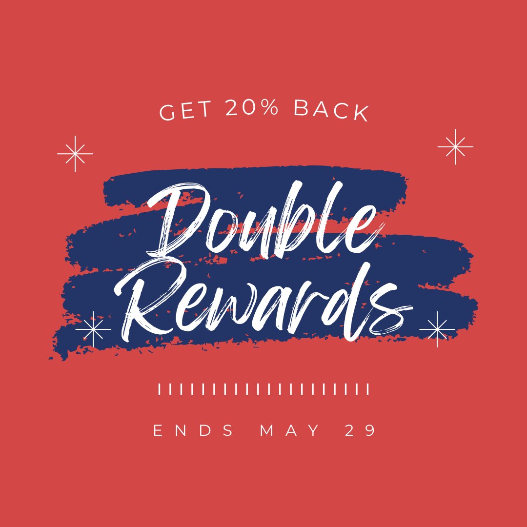 This Memorial Day Weekend, we're offering double rewards points on every purchase!

Now through Memorial Day, earn double the rewards points for all of your custom creations. Rack up the points and turn them in for credit on your future orders whenever you like!