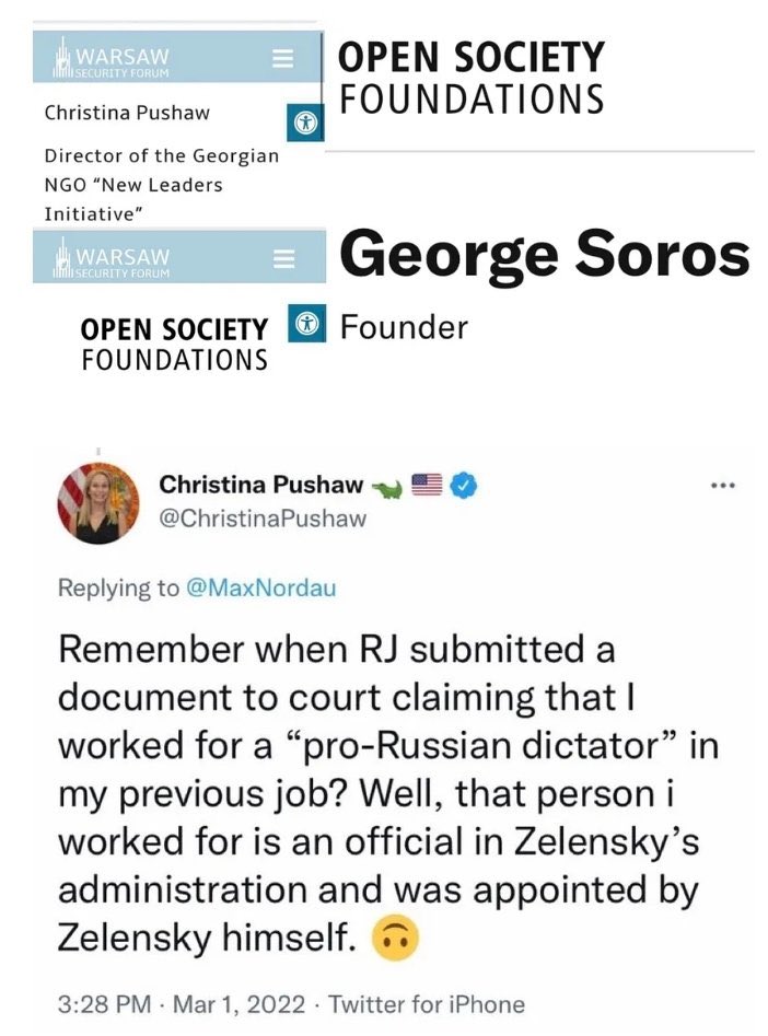 BonfireDesigns2's tweet photo. @SethDillon @GavinWax @ChristinaPushaw Is it because #Pushaw is a SOROS NGO foreign agent for Ukraine and #DeSantis is a Republican swamp neocon. Hey Go Ukraine!
Imagine that #DeSantis ❤️Soros He really is a globalist https://t.co/iJ4oOt2E9G