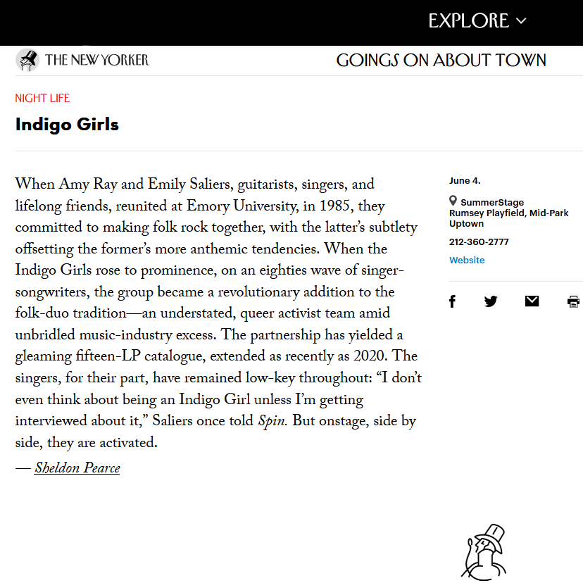 Indigo Girls (@indigo_girls) on Twitter photo "Onstage, side by side, they are activated." <a href="/NewYorker/">The New Yorker</a>
See you on 6/4 at <a href="/SummerStage/">SummerStage</a> in Central Park 🗽
Tickets ->bit.ly/CentralParkTic… "Onstage, side by side, they are activated." <a href="/NewYorker/">The New Yorker</a>
See you on 6/4 at <a href="/SummerStage/">SummerStage</a> in Central Park 🗽
Tickets ->bit.ly/CentralParkTic…