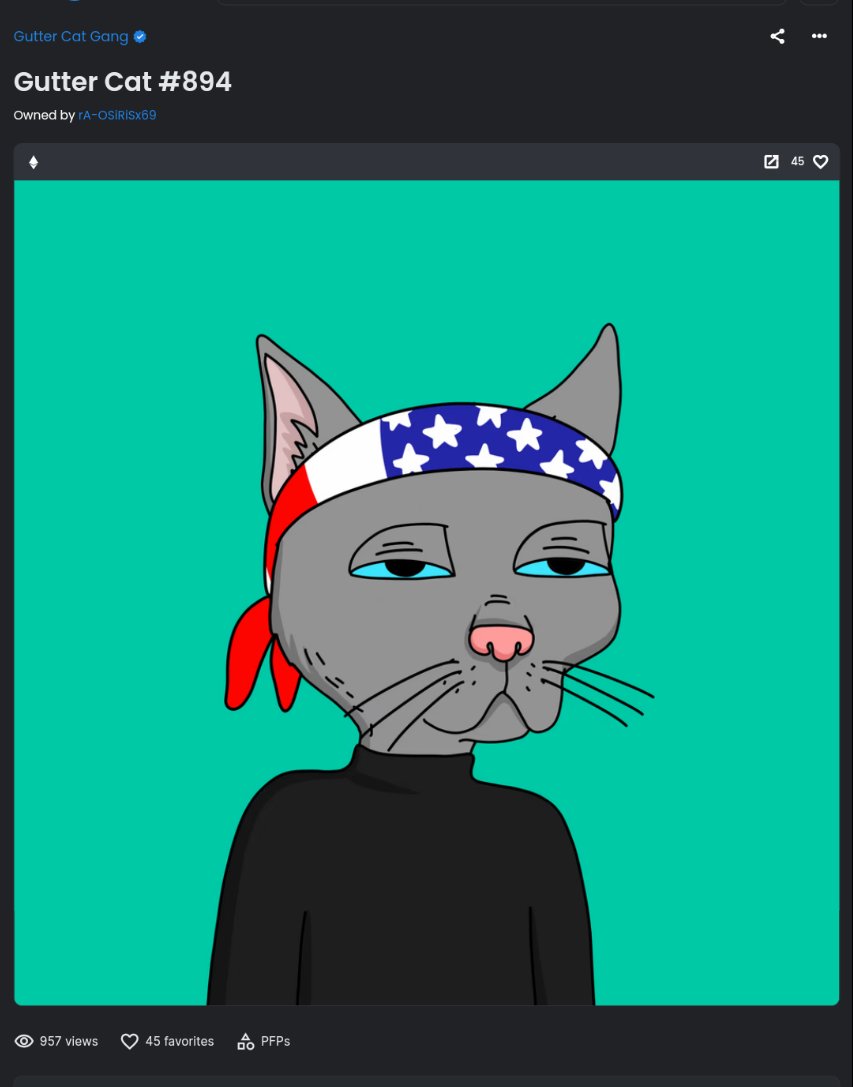 😼
<a href="/guttercattimes/">GutterCatTimes</a> did an amazing piece on the giveaway! A major thanks to the legend <a href="/amazzara1/">MagnumAPI</a> for giving away this grail <a href="/GutterCatGang/">Gutter Cat Gang</a> <a href="/r0seNY/">r0se.puffergang.eth🌹</a> and <a href="/gutterarcade_/">Gutter Arcade</a> is doing amazing things for this space dont fade. Shout out the the projects that influence the way I am. 🫡 GMFG!