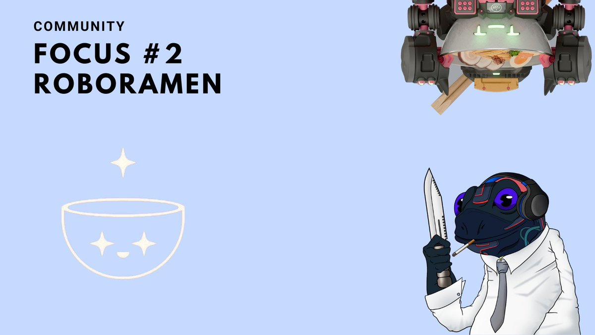 Community Focus #2

🤖🍜 <a href="/RoboRamenNFT/">ROBO RAMEN</a> where culinary delight meets space-age tech.

This isn't your ordinary ramen bowl.

It's a randomly generated piece of art, equipped with the tech to challenge NASA!

Let's start the journey, buckle up! 🧵🚀

1/🧵