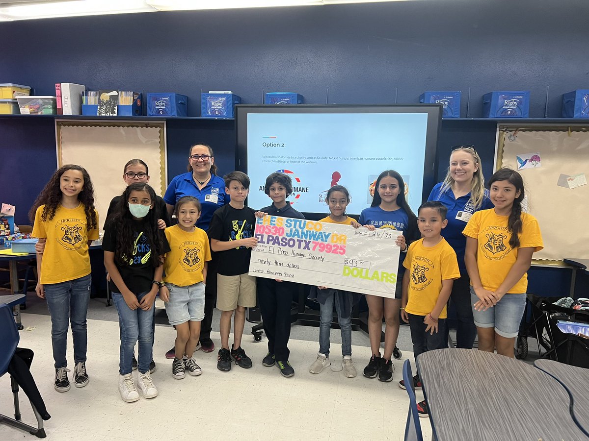 diana_saenz_'s tweet photo. Our amazing EHES student council donated to @humanesocietyep great way to give back to our community eagles!! 👏🏻🐱🐶❤️ #ehesstucco https://t.co/bUGgKhRQ6T
