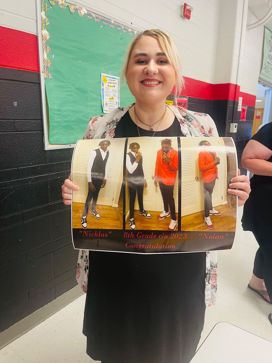 NWMS_Knights's tweet photo. Mrs. Veal-Briscoe, Mr. Cloyd, and Ms. Pribble were ecstatic to see our 8th graders at their promotion ceremony. We couldn't be more proud of you! #ProudAdminMoment #ProudTeacherMoment https://t.co/eb1oOvPhTk