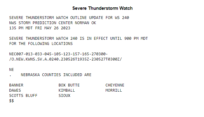 Jasamsdestiny's tweet photo. #Nebraska 
Severe Thunderstorm Watch til 9pm MDT for the counties listed below.

#Banner #Dawes #ScottsBluff #BoxButte #Kimball
#newx #NE https://t.co/IFElIKdYDT