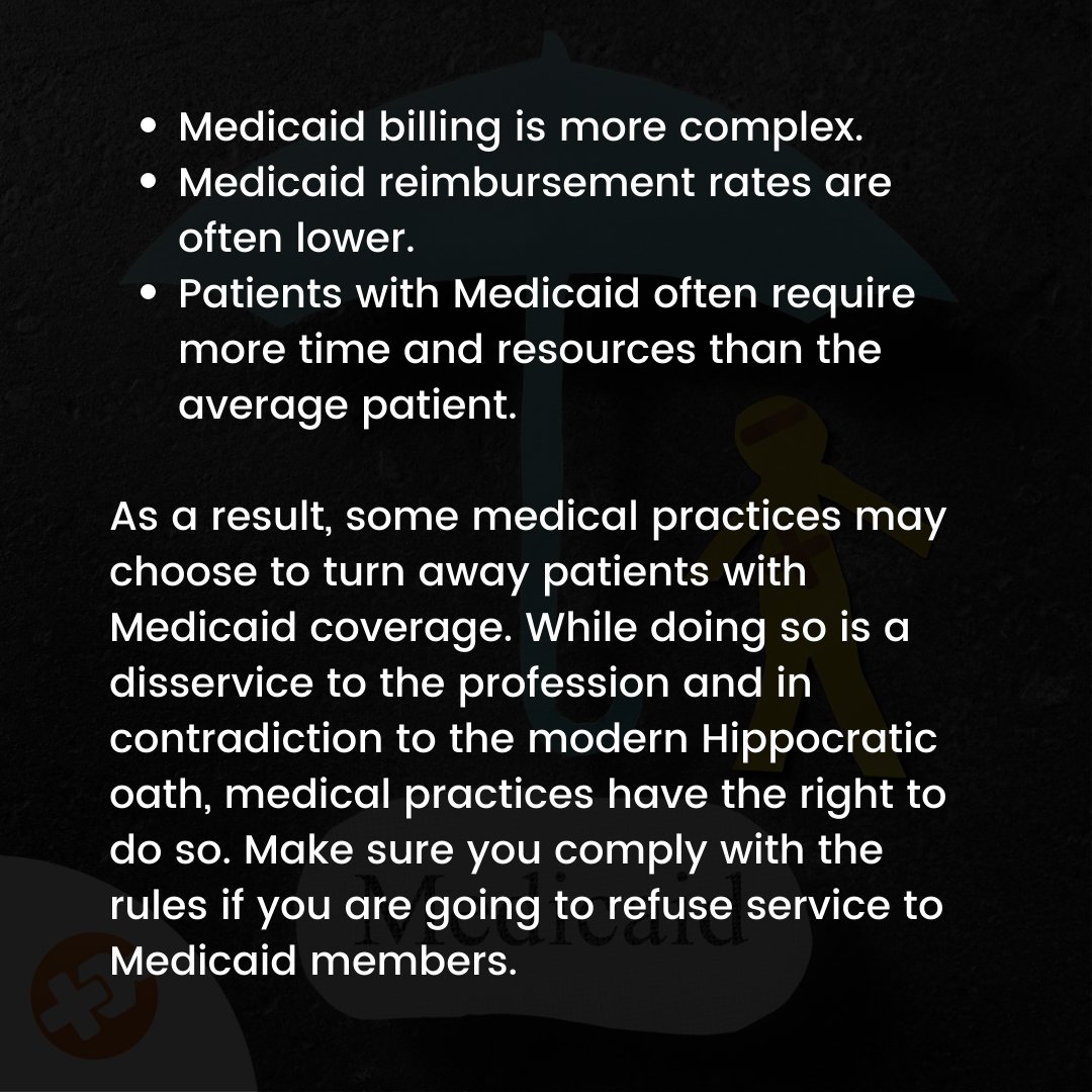 practiceforces's tweet image. Can a Practice Decline to See Medicaid Patients?
Click to read our blog on 6 Medicaid billing guidelines to maximize collections. ow.ly/TE7Z50OqTl2
#Medicaidbilling
#Medicalcodingtips
#Medicaidcollections
#Medicaidcoverage
#MedicaidIDnumber
#BillingNOshowfees