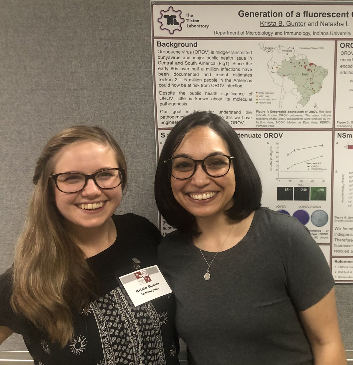 Krista presenting the lab’s first poster at @IUMedSchool Dept of Micro & Immuno retreat! So proud of her 🥹 #lovevirology #oropouchevirus 🦠