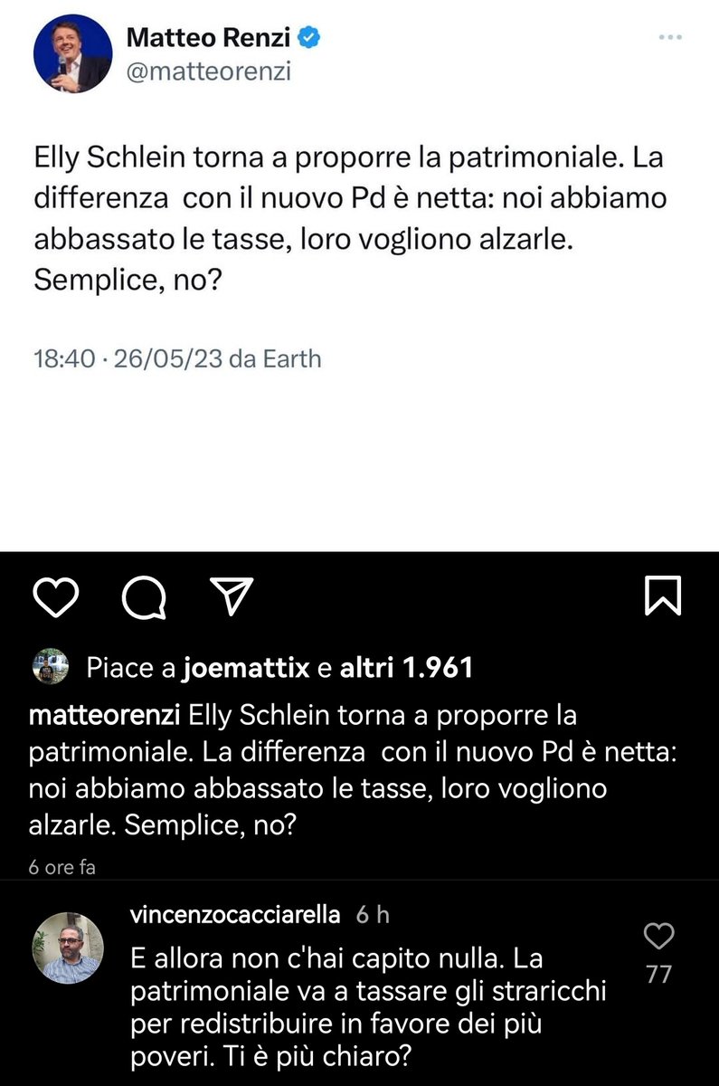 VCacciarella's tweet image. Ho voluto chiarirgli un concetto semplice, di equità sociale, richiamato dalla Costituzione.
Chi ha di più dia di più, chi ha di meno dia di meno.