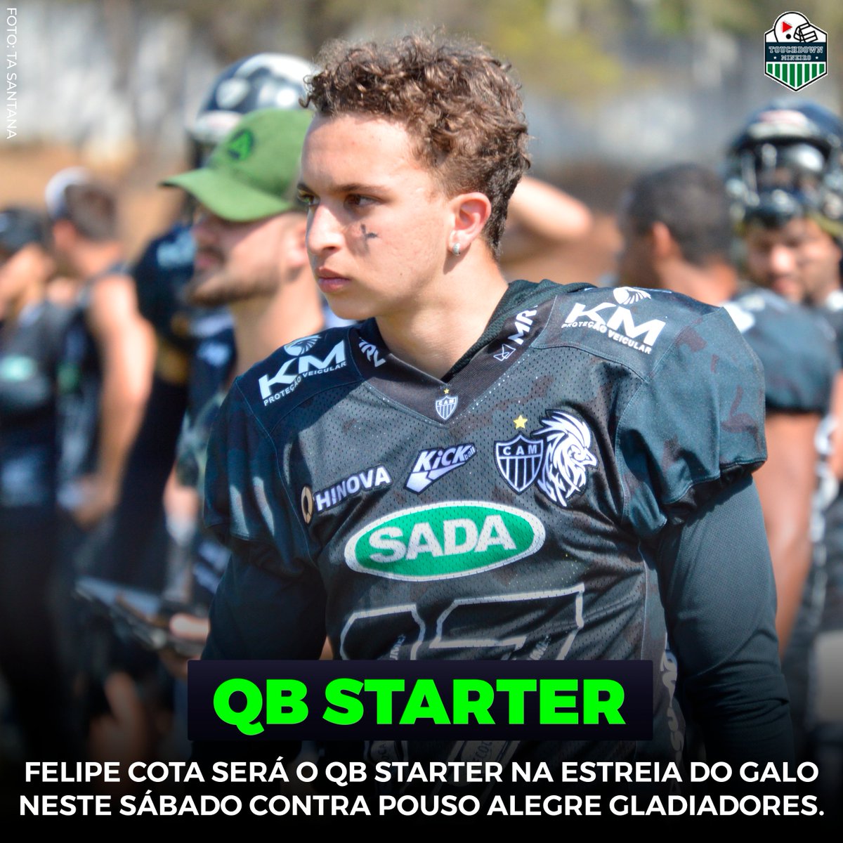 Revelado pelo Locomotiva, Felipe Cota, que foi o terceiro QB na última temporada pelo <a href="/galofamericano/">Galo Futebol Americano</a> , será o quarterback starter na estreia da equipe no campeonato mineiro.

Cota também é idealizador do "Evoluindo no Futebol Americano"

#TDMineiro #QBStarter