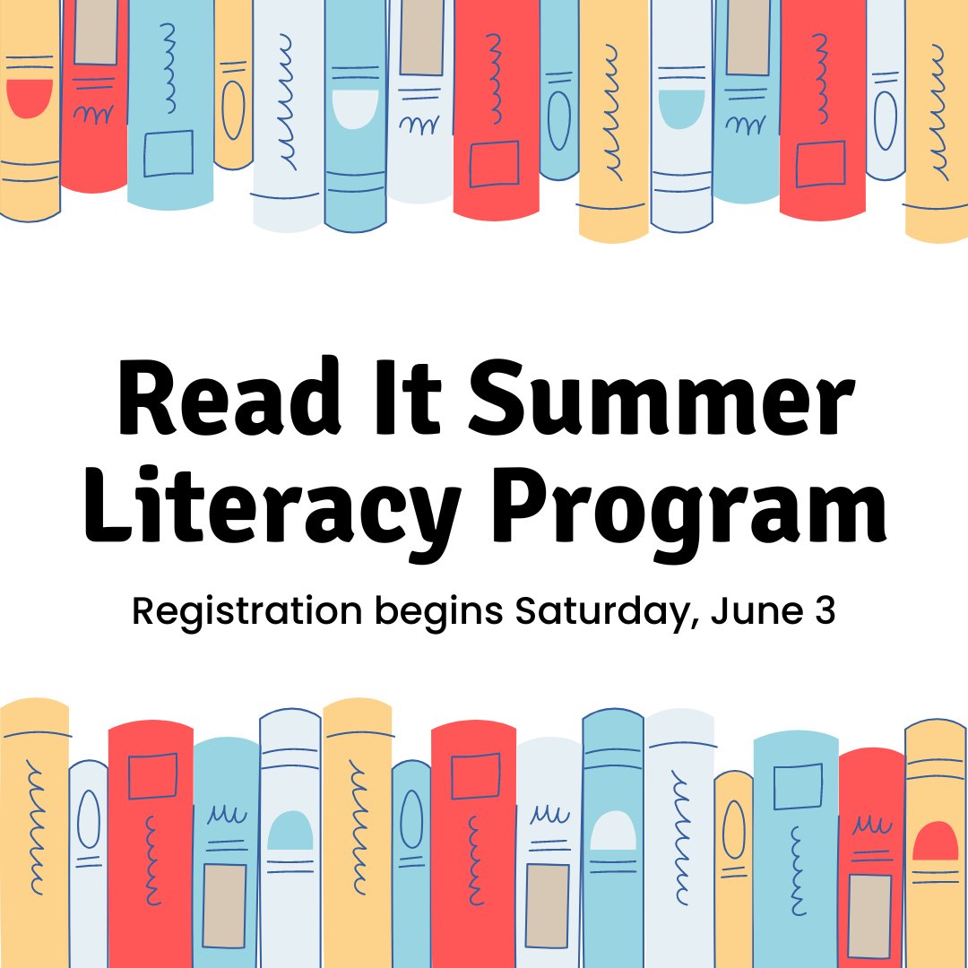 brantlibrary's tweet image. Does your child need extra reading practice this summer?

Read It Summer Literacy registration begins next week on Saturday, June 3.

Visit brantlibrary.ca/ReadIt for session dates and registration details.

#BrantLibrary #ReadingPractice #SummerReading #BrantKids