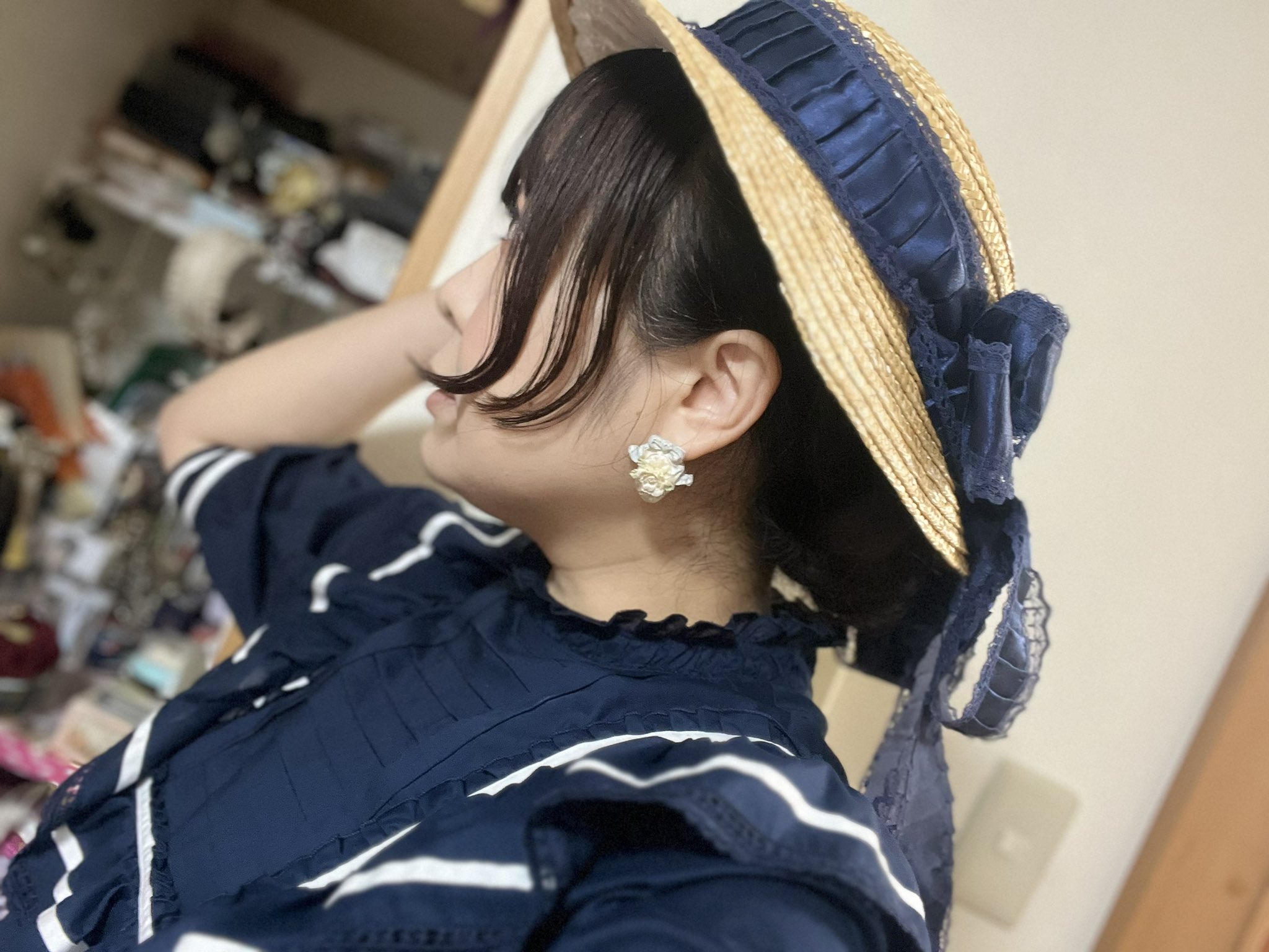 幅広type 即購入可/値下げNG シュエット ボルドー ボンネット 帽子