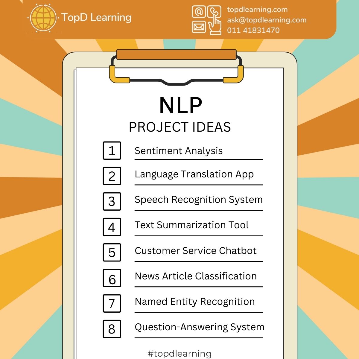 TopDAlliance's tweet image. Looking to explore the world of Natural Language Processing (NLP)? 
Check out these project ideas and let your NLP skills shine!
#TopdAlliance #TopdLearning #NLPProjects #NaturalLanguageProcessing #TextAnalysis #SentimentAnalysis #LanguageProcessing... vbt.io/wgc-trading/tw…