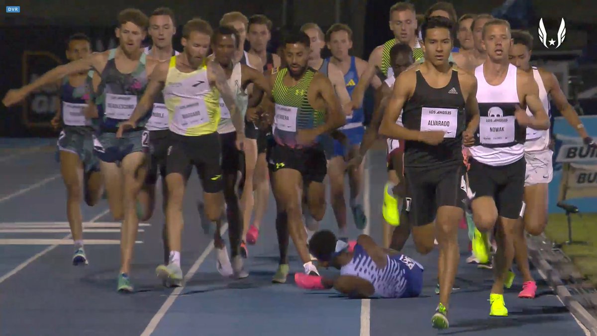 jgault13's tweet photo. What a comeback!

Abdihamid Nur fell on the first lap, got up, and won the LA Grand Prix 5,000m in a personal best (and World Championship standard) of 13:05.17. Lot of PBs behind him.

https://t.co/9ffgCQmb0A https://t.co/RExybBAvWJ
