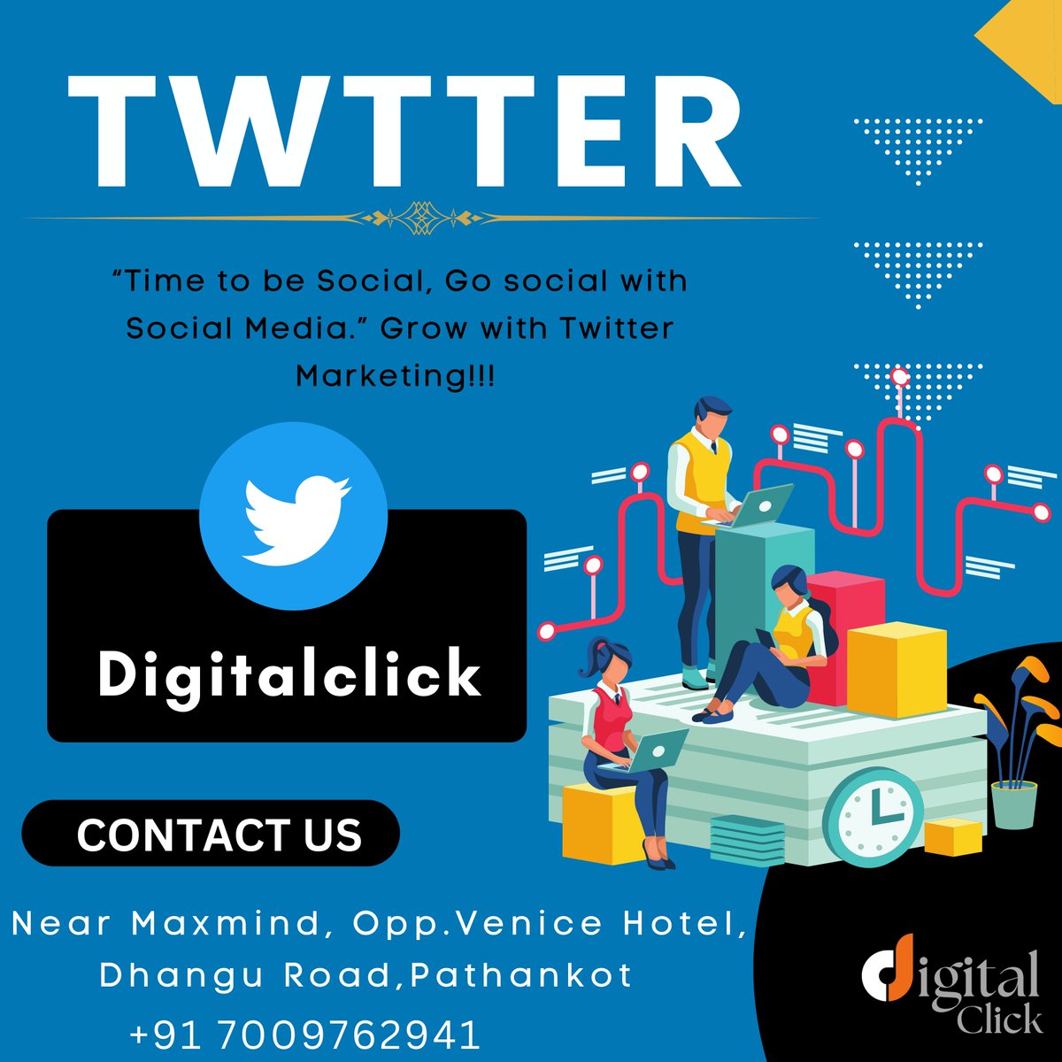 DigitalClick4u's tweet image. . “Frame your Social space with us.” Promote your business through Twitter Marketing!!! We deal in all kind of online promotional services, Contact us: Digital Click: +91 7009762941

#Digitalclick #twittermarketing #socialmedia #marketing #socialmediamarketing #digitalmarketing