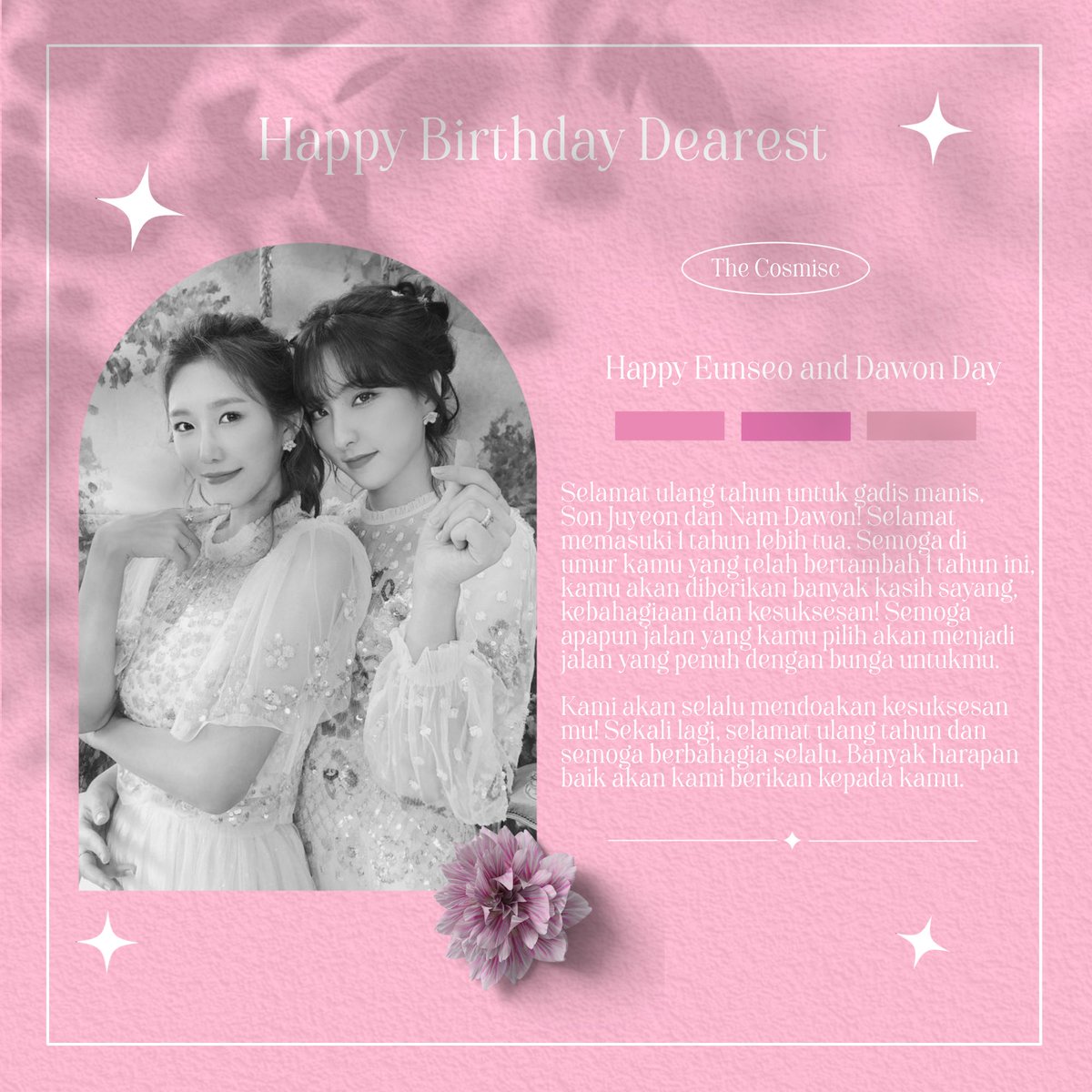 OfCosmisc's tweet photo. Happy birthday, Son Juyeon dan Nam Dawon! 🎂🩷🎀 https://t.co/Lk07H80gaJ